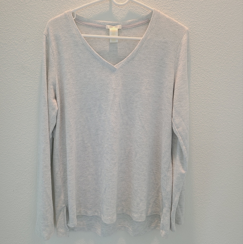 Matty M Light Gray V-Neck Sweater